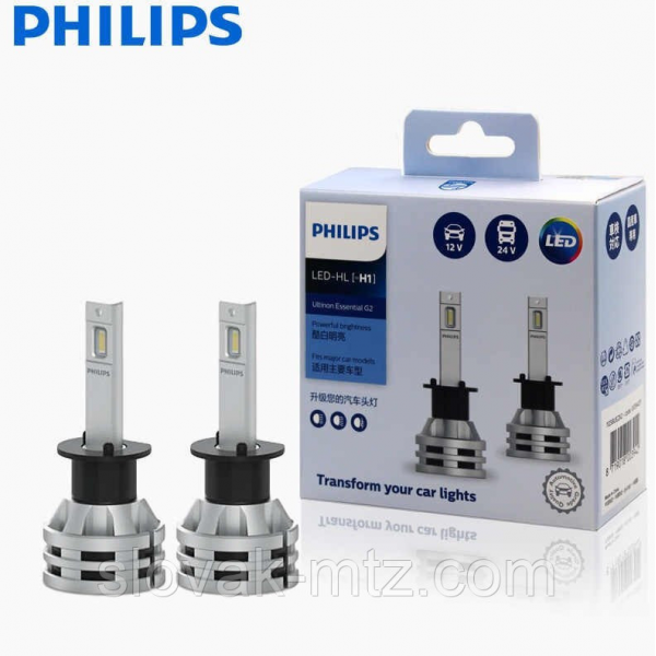 Комплект диодных ламп PHILIPS 11258UE2X2 H1 19W 12-24V Ultinon Essential G2 6500K
