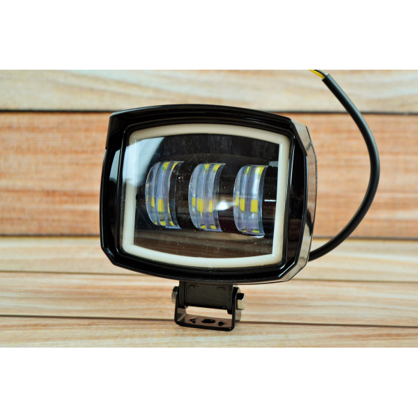 Дополнительная светодиодная LED фара 45Вт Квадратная (Black)+ Ангельский Глаз Четкой световой теневой границей