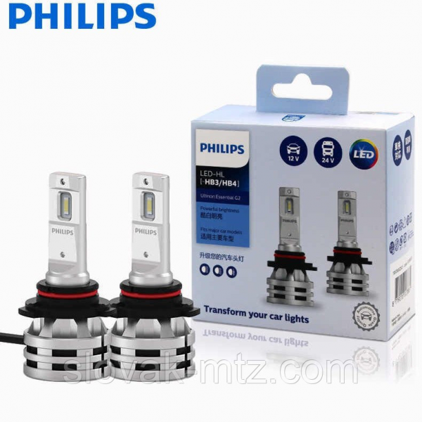 Комплект диодных ламп PHILIPS 11005UE2X2 HB3/HB4 24W 12-24V Ultinon Essential G2 6500K