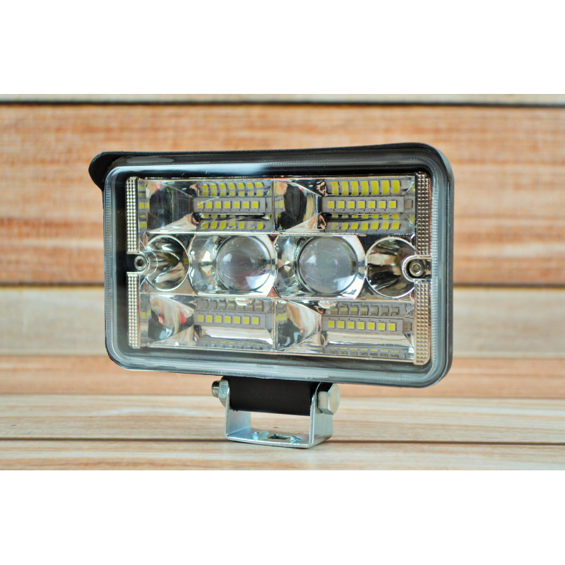 Фара LED прямокутна 104W 6000K-3000К (32 діодів) (15,5 см х 9см х 5см) (ближній + дальній + жовтий світло )